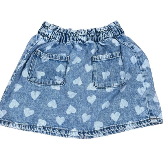 H&M Blue Heart Print Denim Jacket & Paper Bag Skirt Set Girls Size 7 Kids - Picture 5 of 8